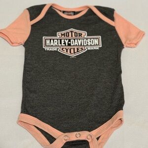 Harley Davidson Motorcycle Baby Girl One Piece Pink  Grey NWOT 3-6 Months onesie